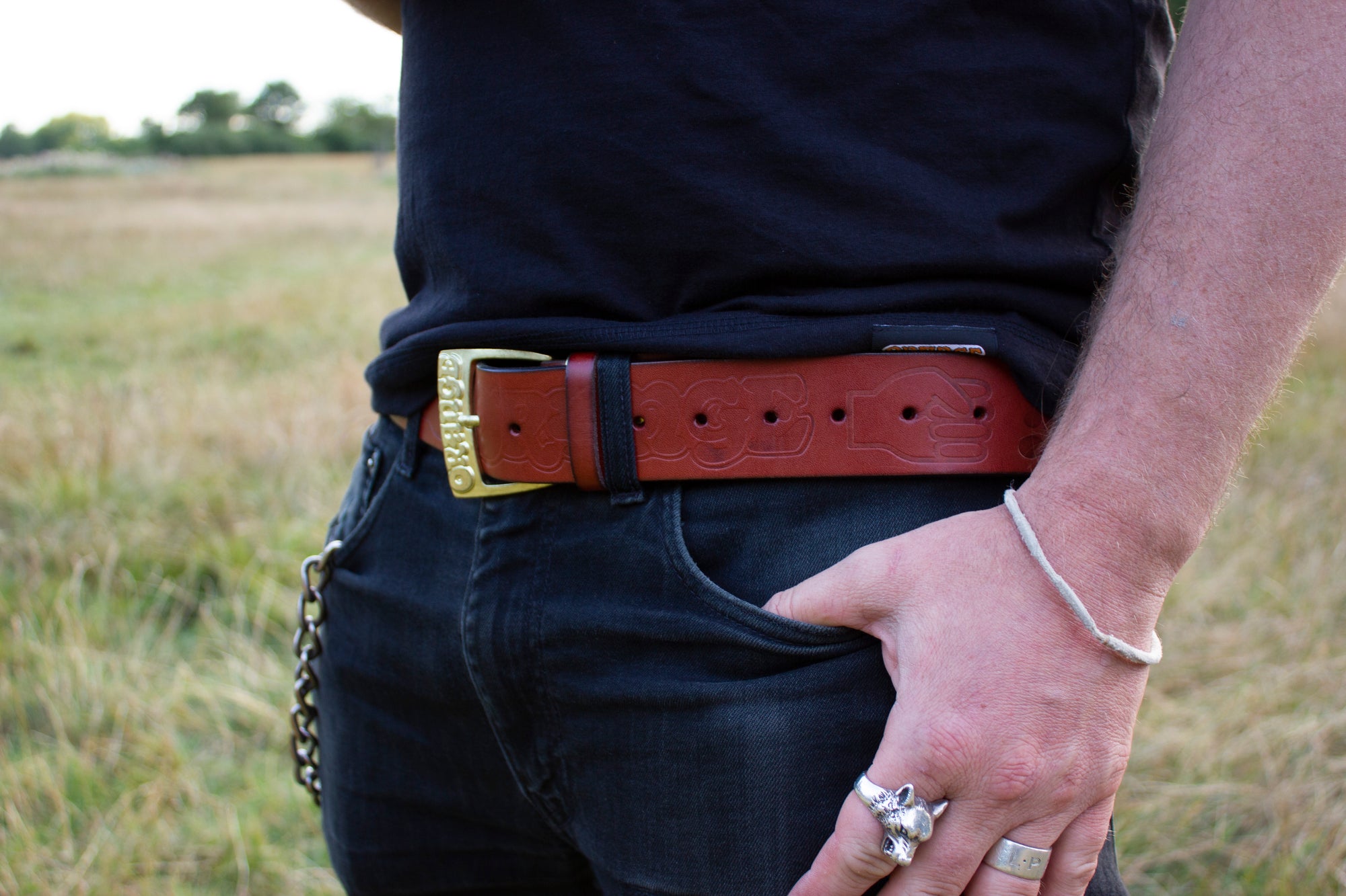 Embossed Leather Belt – Orange Essentials